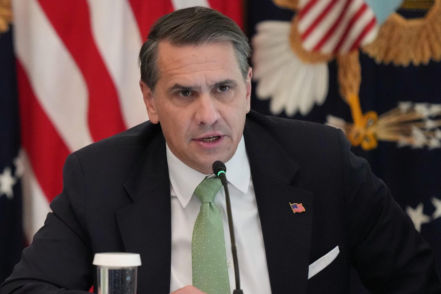 Attorney General Todd Blanche speaks at a roundtable event in the East Room of the White House, Wednesday, Oct. 21, 2026.