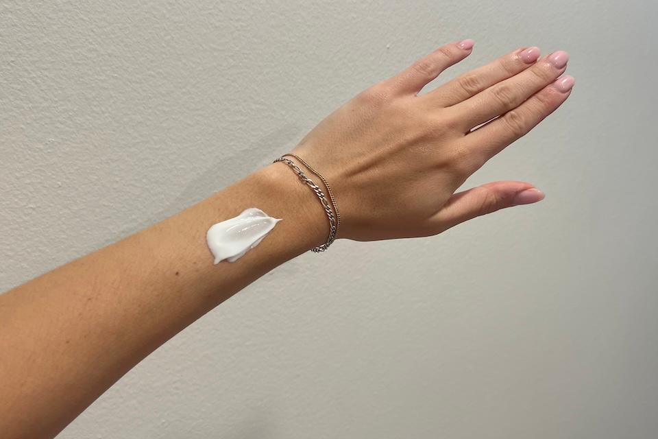 Our tester with the best hair removal cream on her arm