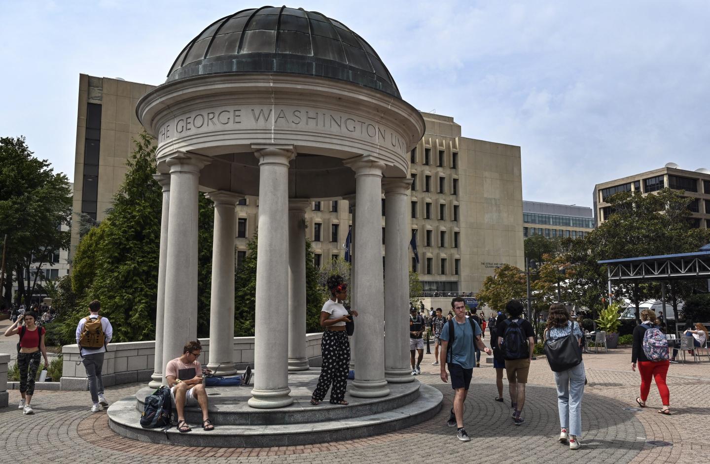 George Washington University students pass through campus on Thursday, September 5, 2019.