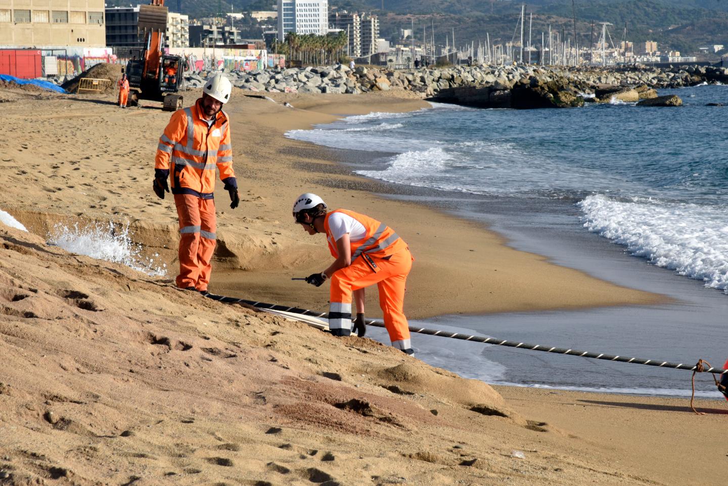 The 2Africa submarine cable arrives in Barcelona, Spain on October 25, 2022. (Photo: David Oller/Europa Press/Getty Images)