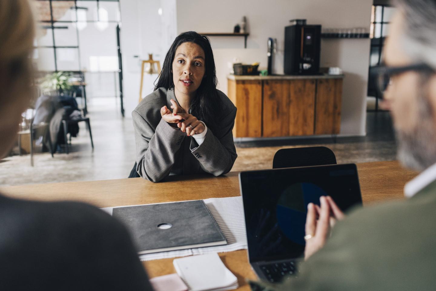 Young woman in job interview