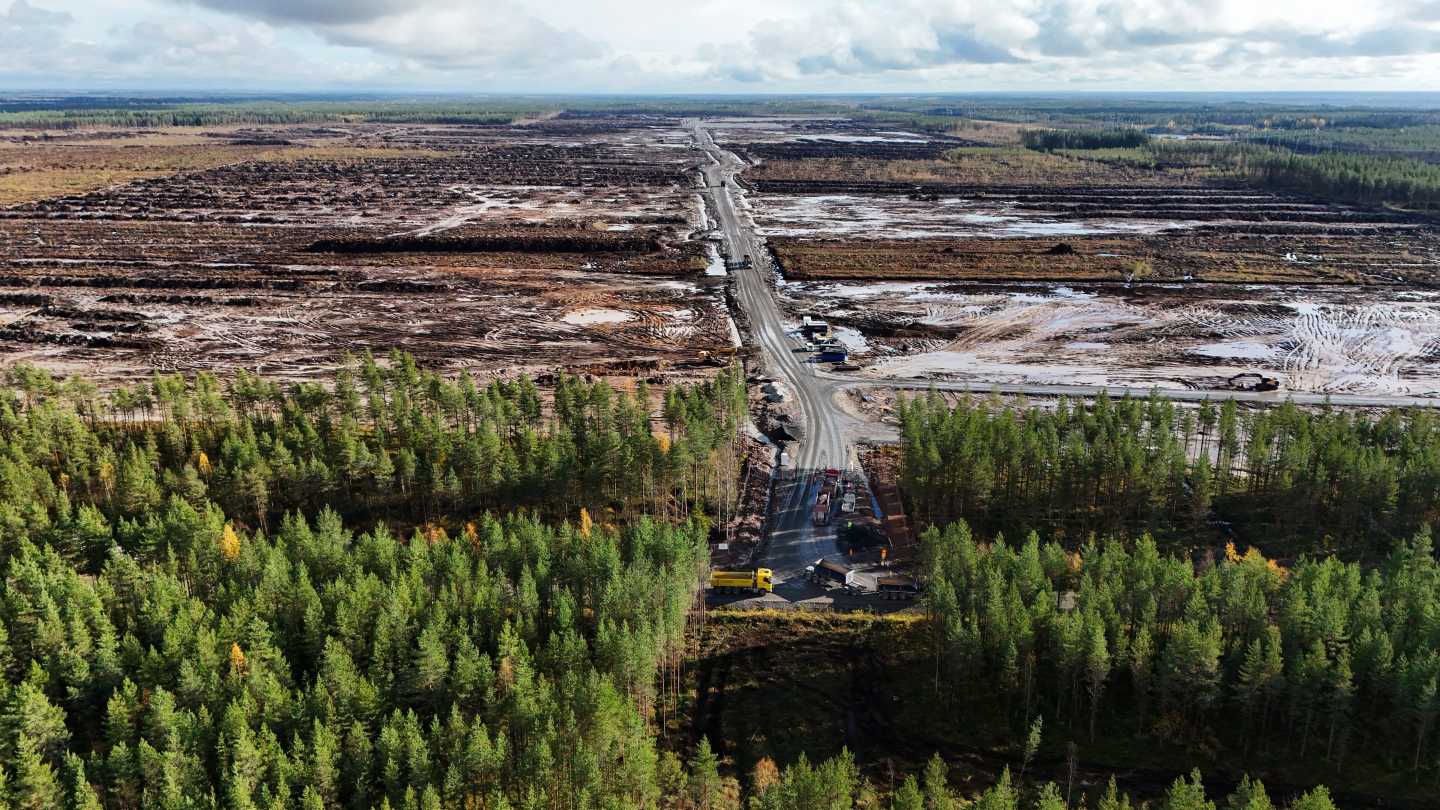 An aerial view shows the site where Google's data centre is set to be built in Muhos, Finland.