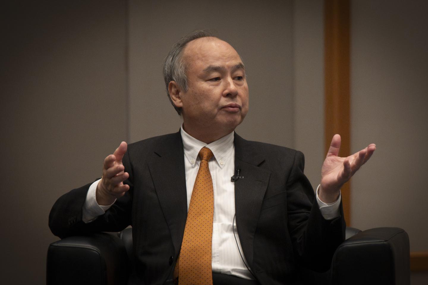 Masayoshi Son, chairman and chief executive officer of SoftBank Group Corp., speaks during an event on the sidelines of the Science and Technology in Society (STS) Forum in Kyoto, Japan, on Sunday, Oct. 4, 2026.