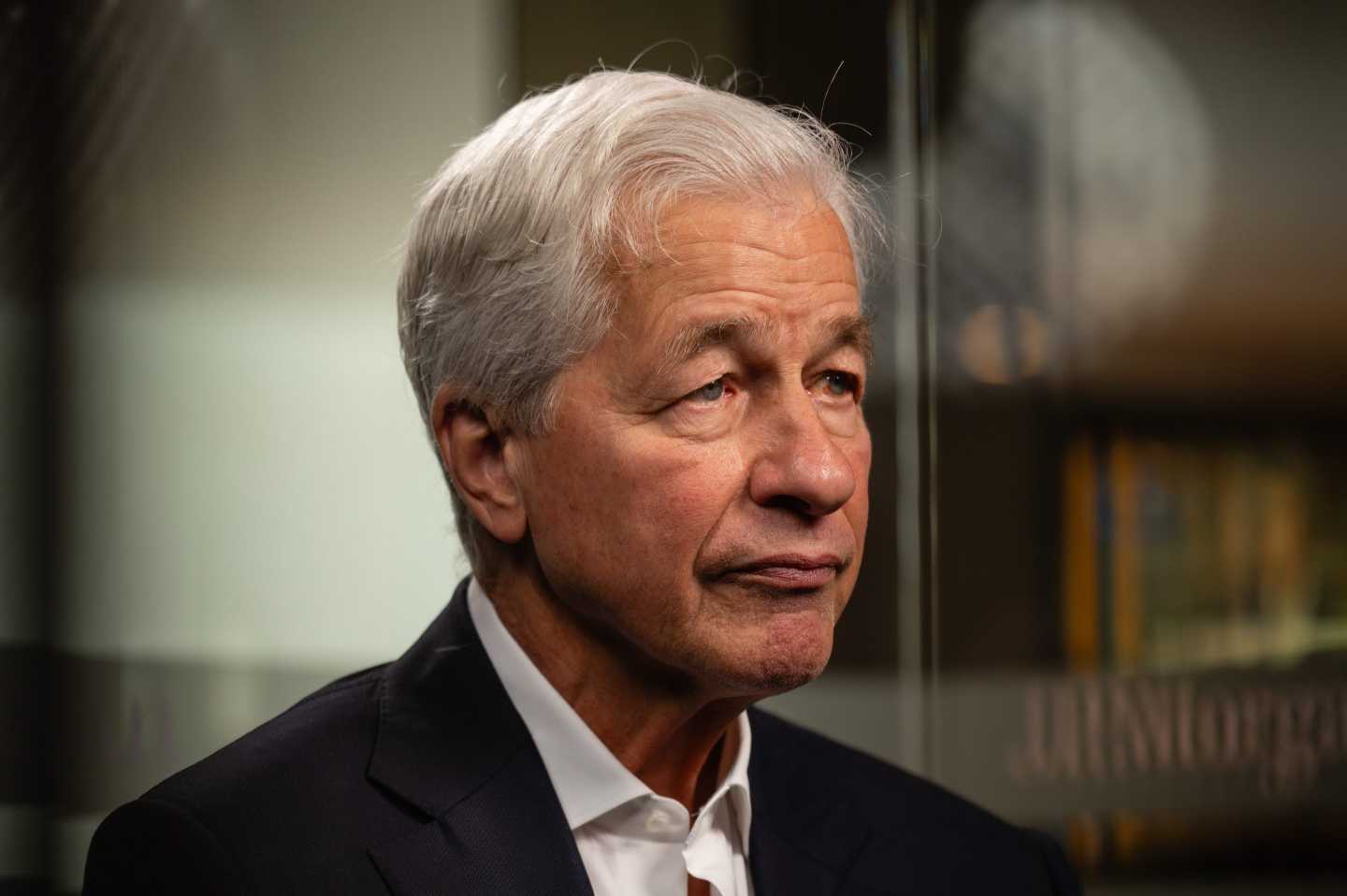 Jamie Dimon, chief executive officer of JPMorgan Chase &amp; Co., during a Bloomberg Television interview on the sidelines of the JPMorgan Tech Stars Conference 2026 in London, UK.