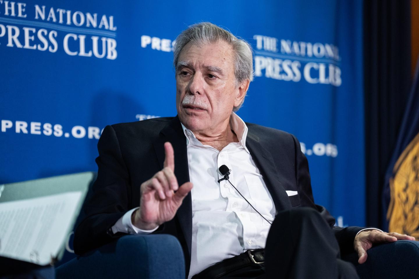 Carlos Gutierrez, former CEO of the Kellogg Company and former secretary of Commerce, speaks about his book "Sheer Will" at the National Press Club on Oct. 8, 2026.