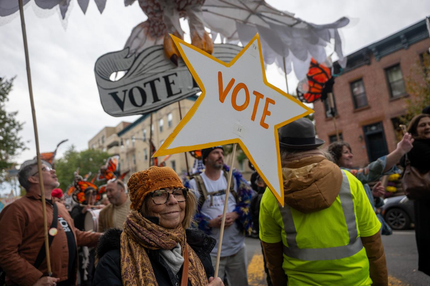 Voters protesting in Brooklyn's commie corridor.