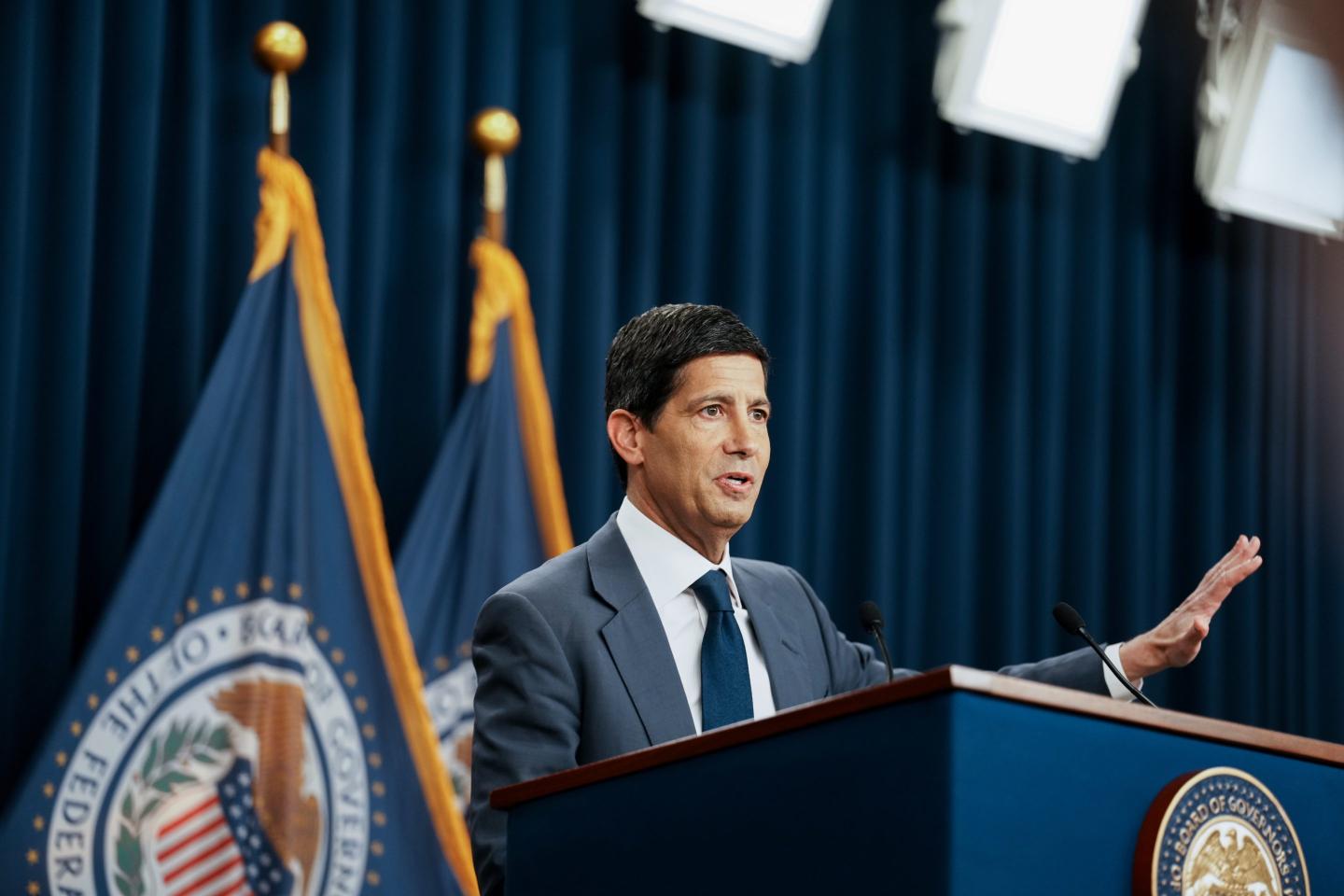 Kevin Warsh, chairman of the US Federal Reserve, during a news conference following a Federal Open Market Committee (FOMC) meeting in Washington, DC, US, on Wednesday, Oct. 28, 2026.