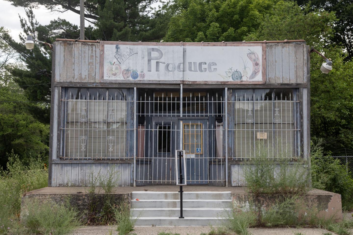 A closed fruit and vegetable store in rural West Olive, Michigan