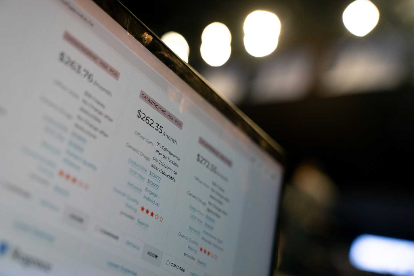 A price estimate on the healthcare.gov website on a laptop