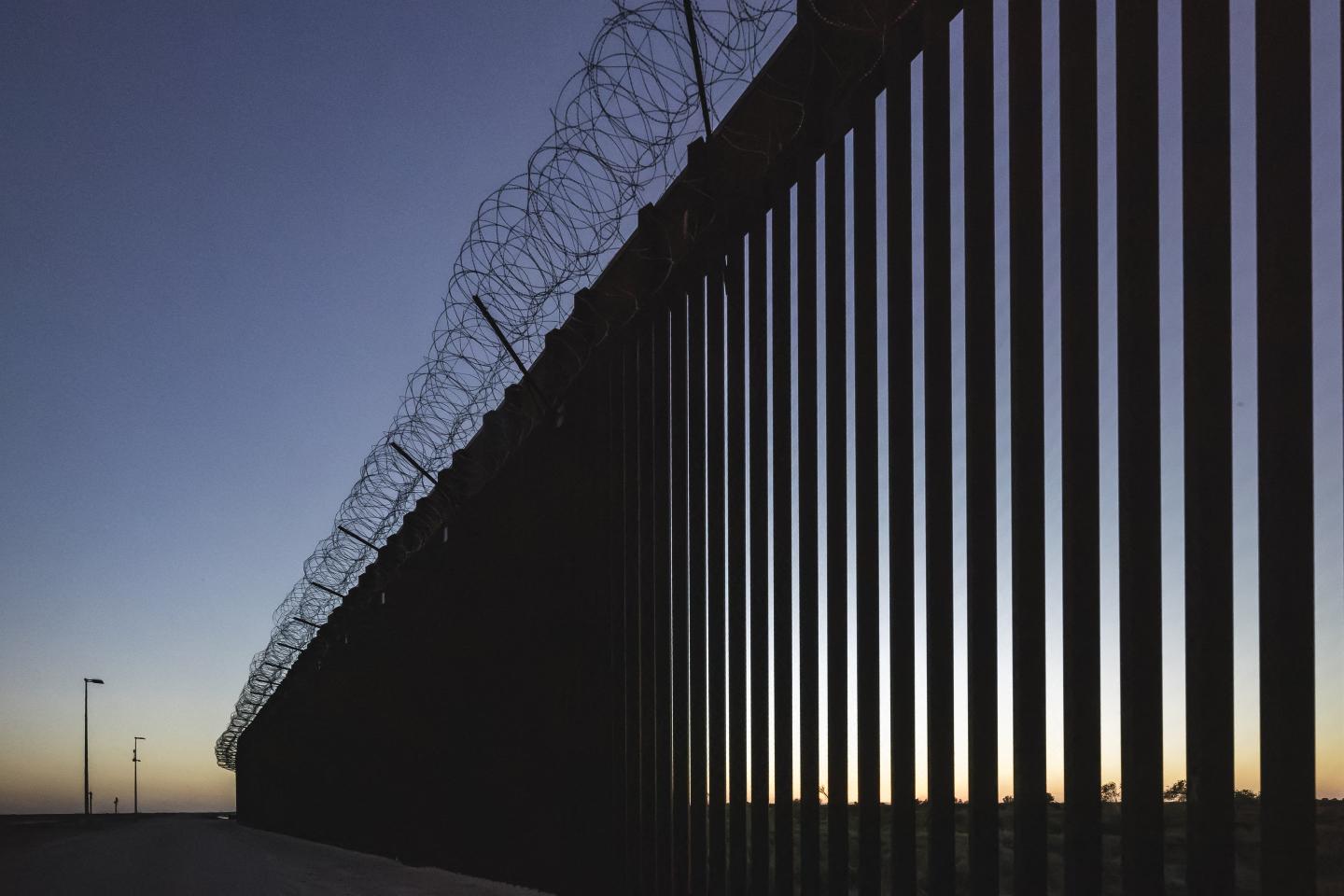 The border wall at the U.S.-Mexico border near Somerton, Arizona
